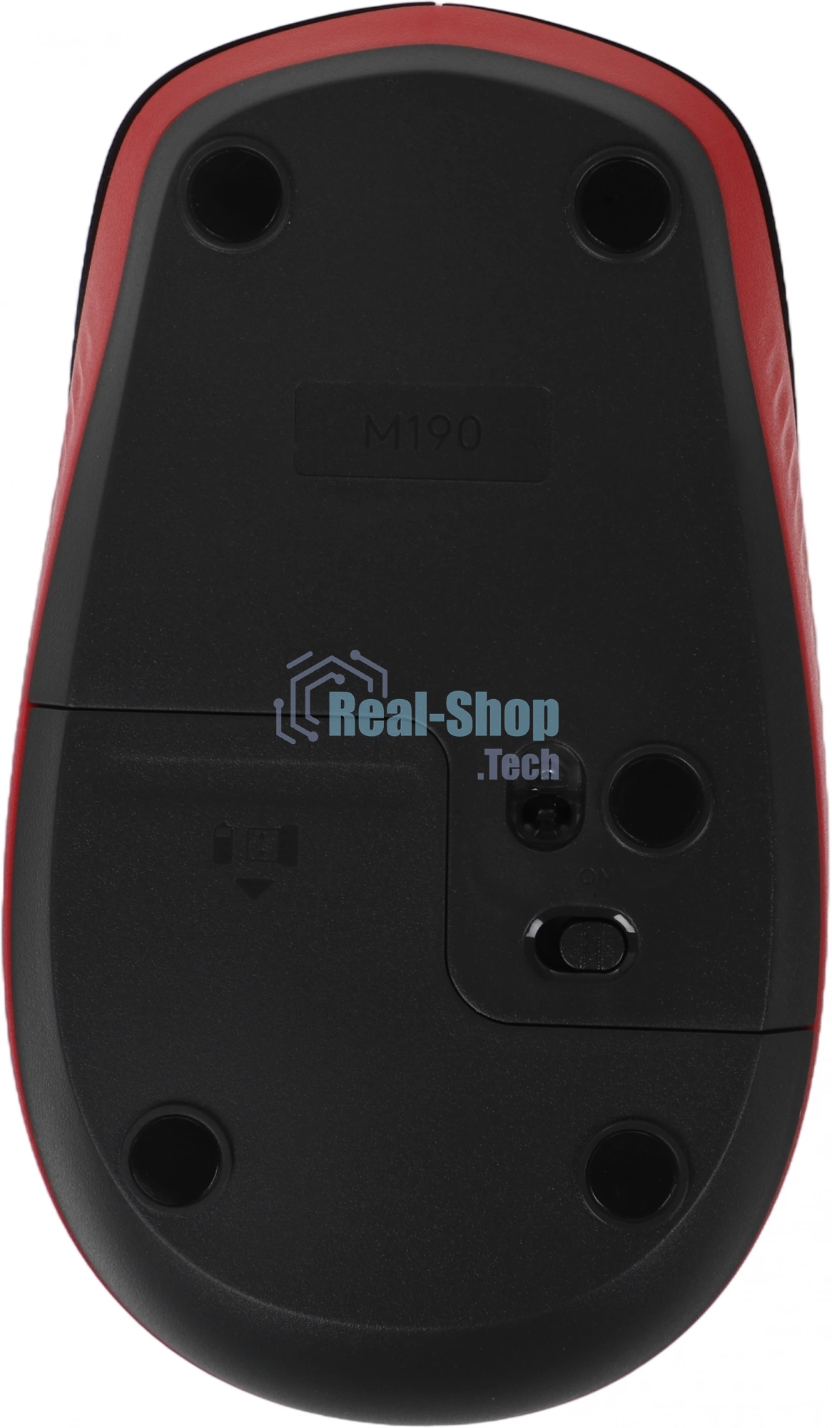 Мышь беспроводная Logitech M190 черный/красный, 1000 dpi, радиоканал, USB, кнопки - 3