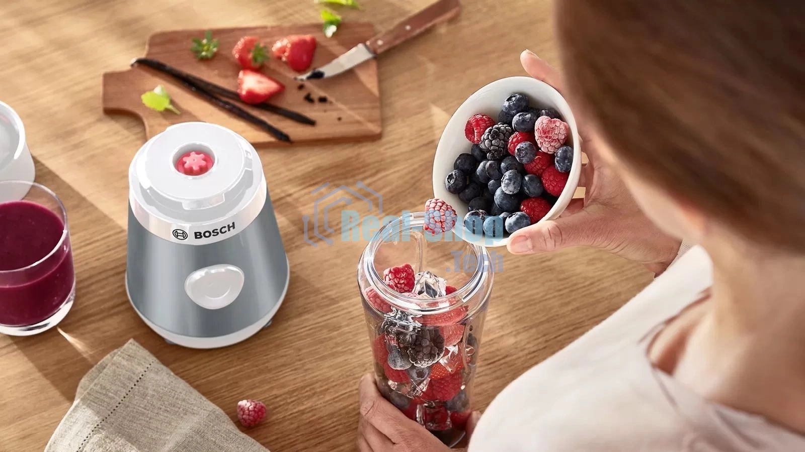 Блендер стационарный Bosch MMB2111T серебристый, 450 Вт, 1 скорость
