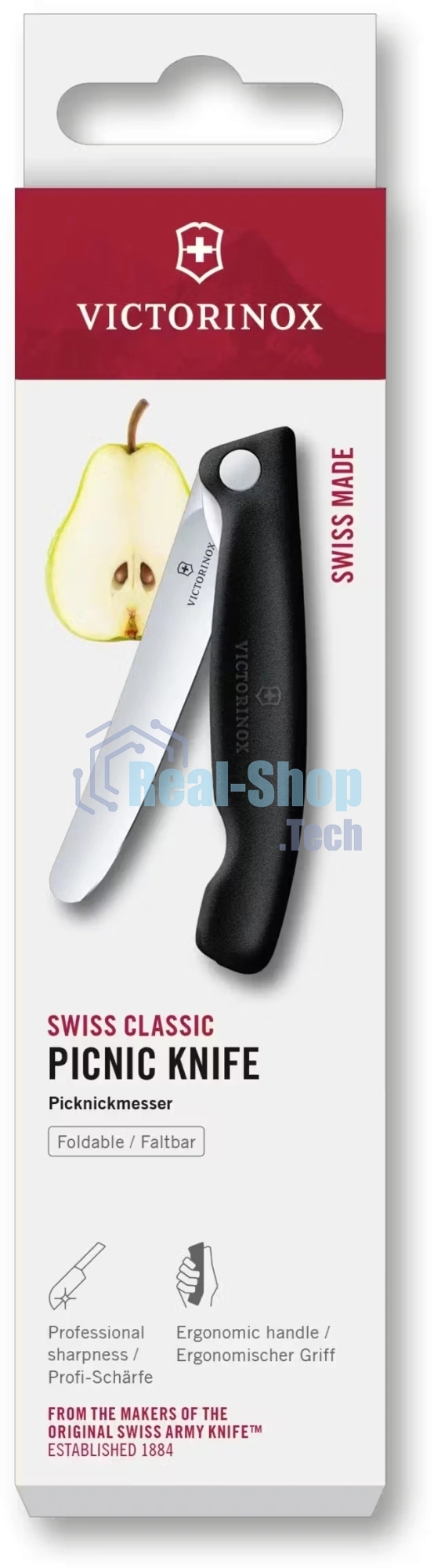 Нож кухонный Victorinox Swiss Classic 6.7803.F стальной столовый лезв.110 мм прямая заточка черный карт.коробка