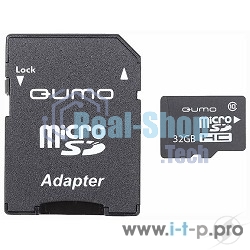 Флеш карта QUMO QM32GMICSDHC10U1 32Gb MicroSDHC Class 10 UHS-I, SD adapter