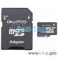 Флеш карта QUMO QM32GMICSDHC10U1 32Gb MicroSDHC Class 10 UHS-I, SD adapter