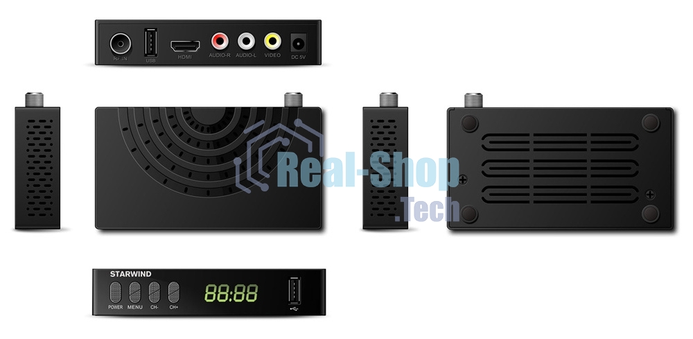 Ресивер DVB-T2 Starwind CT-220 черный