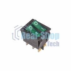 Выключатель клавишный Rexant 250V 15А (6с) ON-OFF зеленый с подсветкой двойной