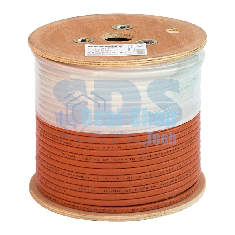 Кабель греющий саморегулирующийся Rexant, пищевой, 10HTM2-CT (10Вт/1м), 100 м