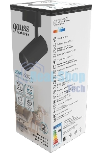 Светильник трековый цилиндр Gauss 20W 1650lm 4000K 180-240V IP20 65x210мм черный угол 24º LED 1/40