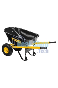 Тачка строительная Denzel усиленная, объем 140 л, 250 кг, двухколесная, колесо 15х6.00-6