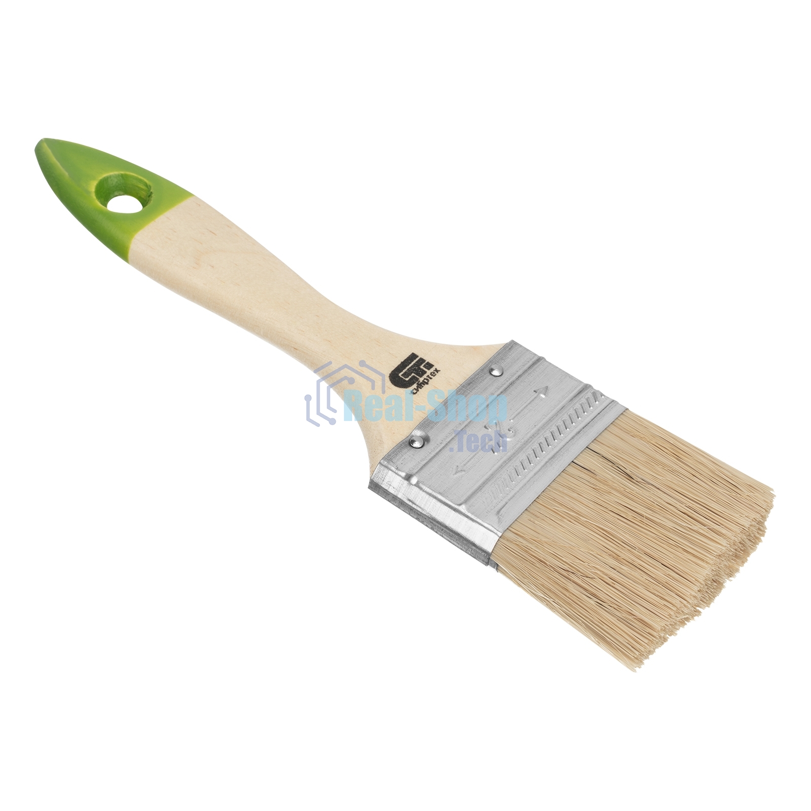 Кисть Сибртех плоская 50 мм, натуральная щетина, деревянная ручка