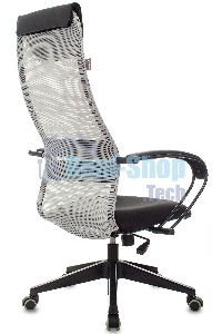Кресло руководителя Бюрократ CH-607 TW-02 светло-серый, сиденье черный, сетка/ткань, с подголов. крестовина пластик