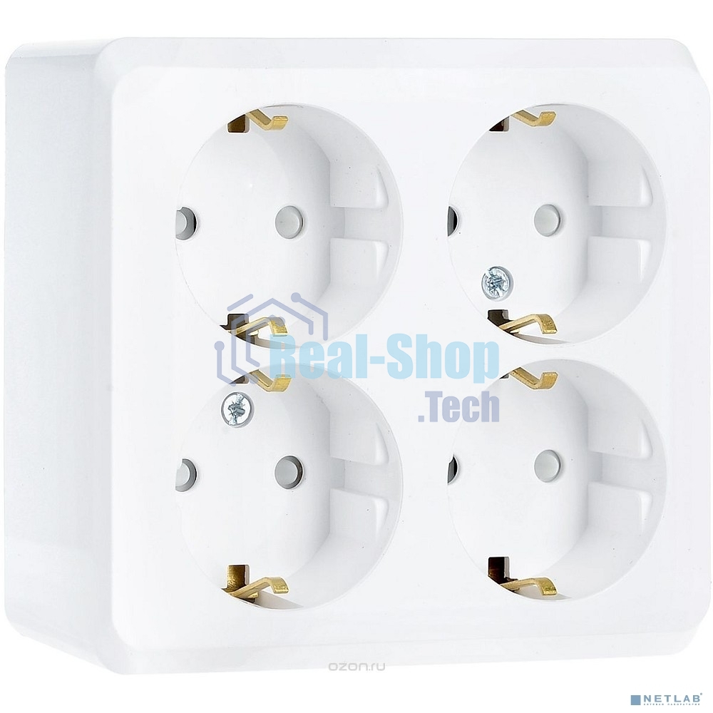 Розетка 4-м ОП Этюд 16А 250В защ. шторки с заземл. белый SchE PA16-208B