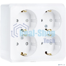 Розетка 4-м ОП Этюд 16А 250В защ. шторки с заземл. белый SchE PA16-208B