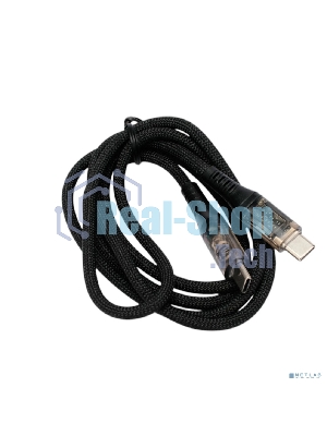 Кабель USB2.0 Cablexpert CCP-USB2-CMCM-SCR-1M, Type-C/Type-C, 6A, 66Вт, PD/QC3.0, дисплей, оплетка, медь, 1м, черный, пакет