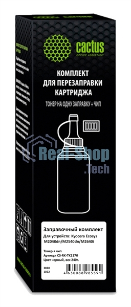 Тонер Cactus CS-RK-TK1170 черный флакон 240гр. (в компл.:чип) для принтера Kyocera Ecosys M2040dn/M2540dn/M2640idw