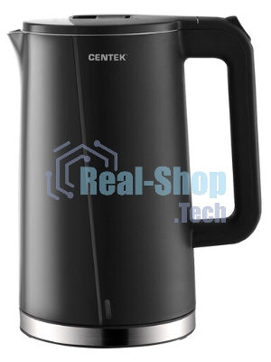 Чайник электрический Centek CT-0005 черный, 1.7 л, 2200 Вт, бесшовная колба, двойные стенки, эффект термоса