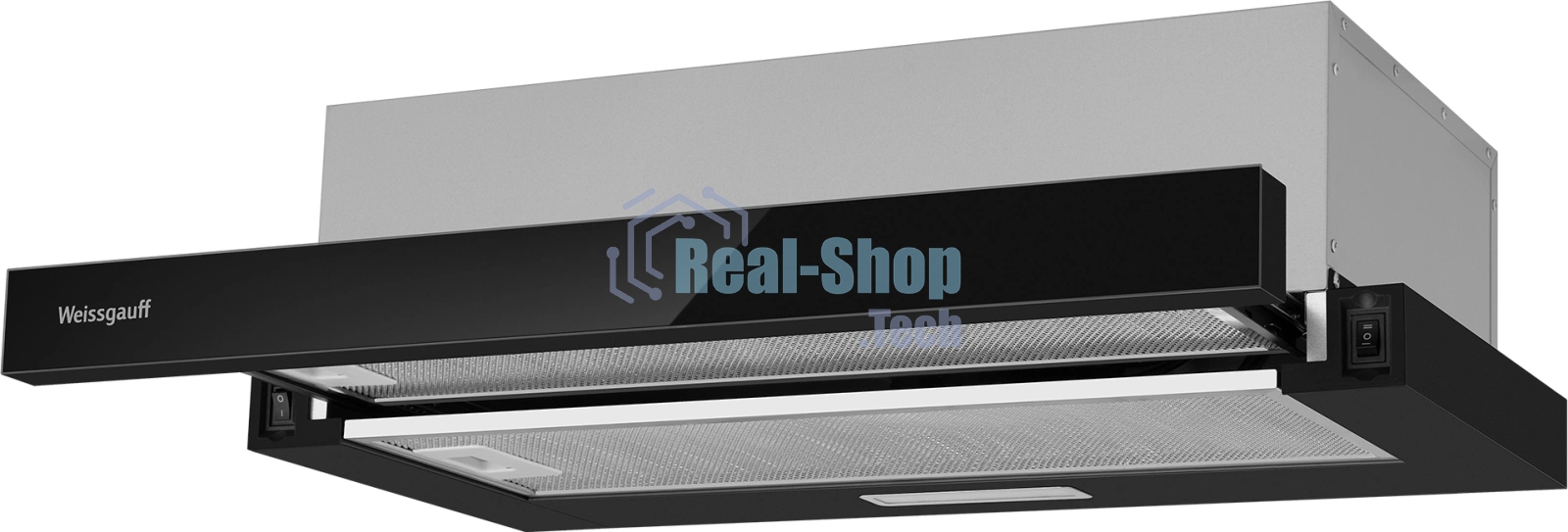 Вытяжка каминная Weissgauff TEL 600 Black Glass черный, 60 см, 600 куб. м/ч, 46 дБ
