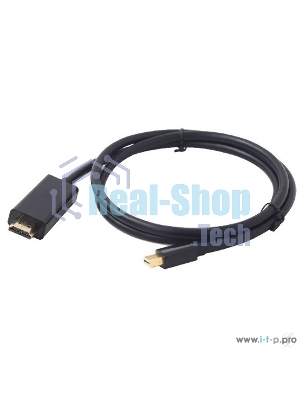 Кабель Cablexpert mDP-HDMI, 20M/19M, 1.8м, черный, позол.разъемы, пакет (CC-mDP-HDMI-6)