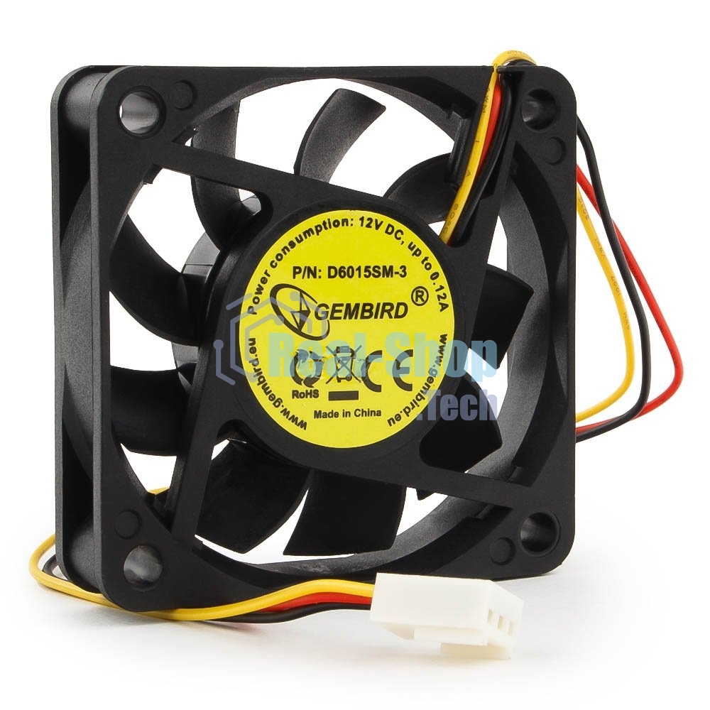Вентилятор для корпуса Gembird D6015SM-3 черный, 60 мм, 4000 об/мин, 25 дБ, 3 pin