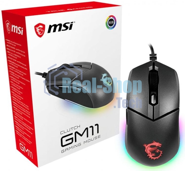 Мышь проводная MSI Clutch GM11 черный, 5000 dpi, USB, кнопки - 6