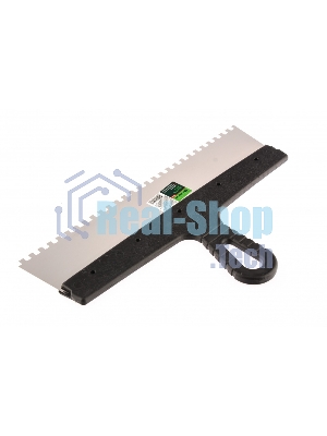 Шпатель из нержавеющей стали Сибртех 350 мм, зуб 6х6 мм, пластмассовая рукоятка