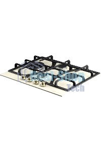 Газовая варочная панель Kuppersberg FS 610 C Bronze, газ, Classic, 61 см, автоматический электроподжиг, газ-контроль, SABAF конфорки, чугунные решетки, цвет бежевый, цвет фурнитуры бронзовый