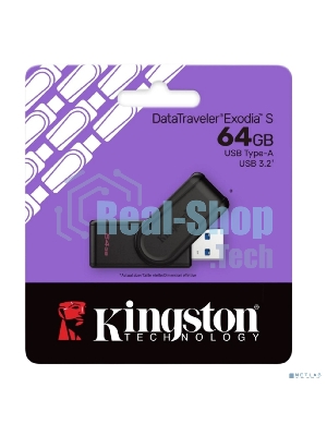 Флешка USB Kingston DataTraveler Exodia S (DTXS/64Gb), 64Gb, USB 3.2 Gen 1, R/W 150/60, черный