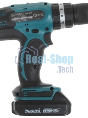 Дрель-шуруповерт Makita DHP453SYE, 18 В, 1.5 Ач, 42 Нм, щеточный