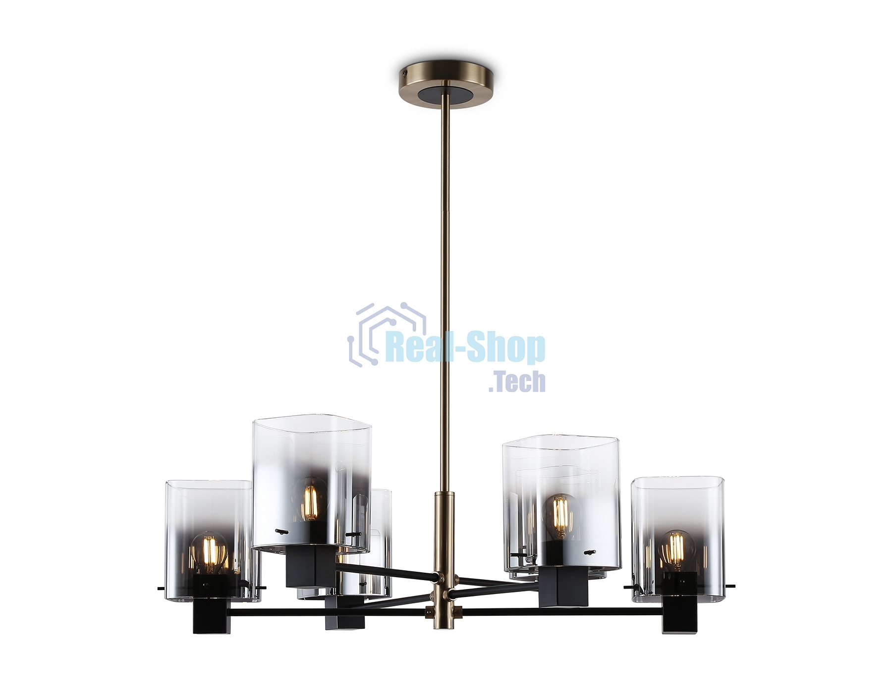 Люстра Ambrella light LH57041/6 BK/DBS/SM черный/темная латунь/дымчатый E14/6 max 40W D690*690