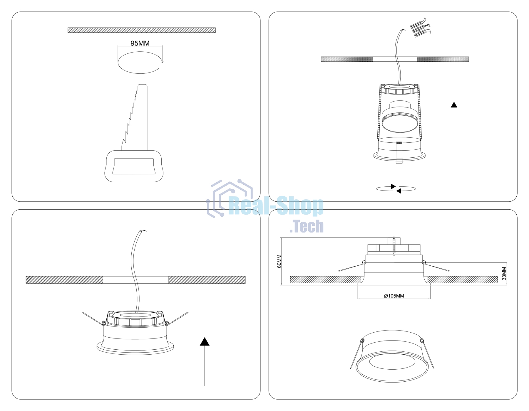 TN6759 BK черный IP44 GX53 max 15W D105*33