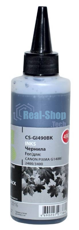 Чернила Cactus CS-GI490BK черный 100мл для Canon Pixma G1400/G2400/G3400