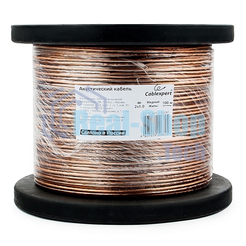 Акустический кабель Cablexpert CC-TC2x1,0-100M, прозрачный, 100 м, на катушке