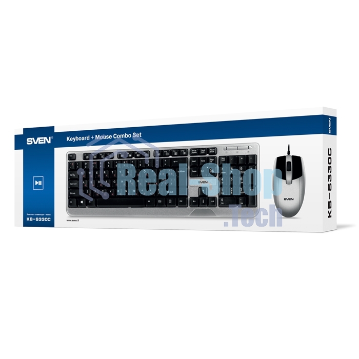 Комплект клавиатура + мышь SVEN KB-S330C черный (104+12Fn)+3кл, 1200DPI)