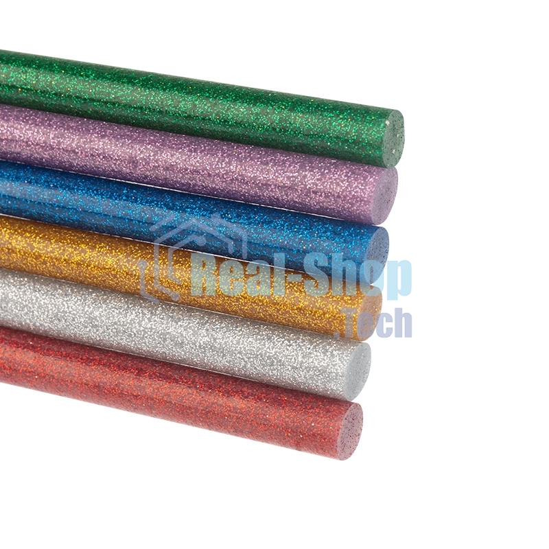 Клеевые стержни Rexant, Ø11 мм, 100 мм, цветные с блестками, 12 шт., блистер