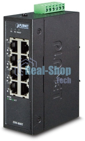 Коммутатор для монтажа в DIN рейку PLANET Technology ISW-800T IP30 Compact size 8-Port 10/100TX Fast Ethernet Switch (-40~75 degrees C)