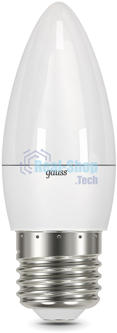Лампа светодиодная Gauss 6.5Вт цок.: E27 свеча 220B 4100K св. свеч. бел. ней. (упак.: 10 шт)