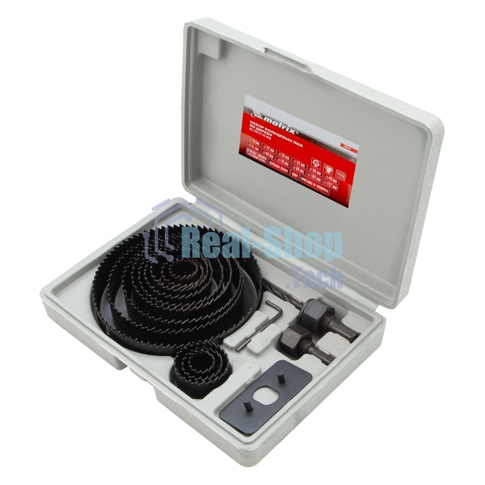 Набор коронок Matrix набор кольцевых пил по дереву 19-127мм 12 предм.