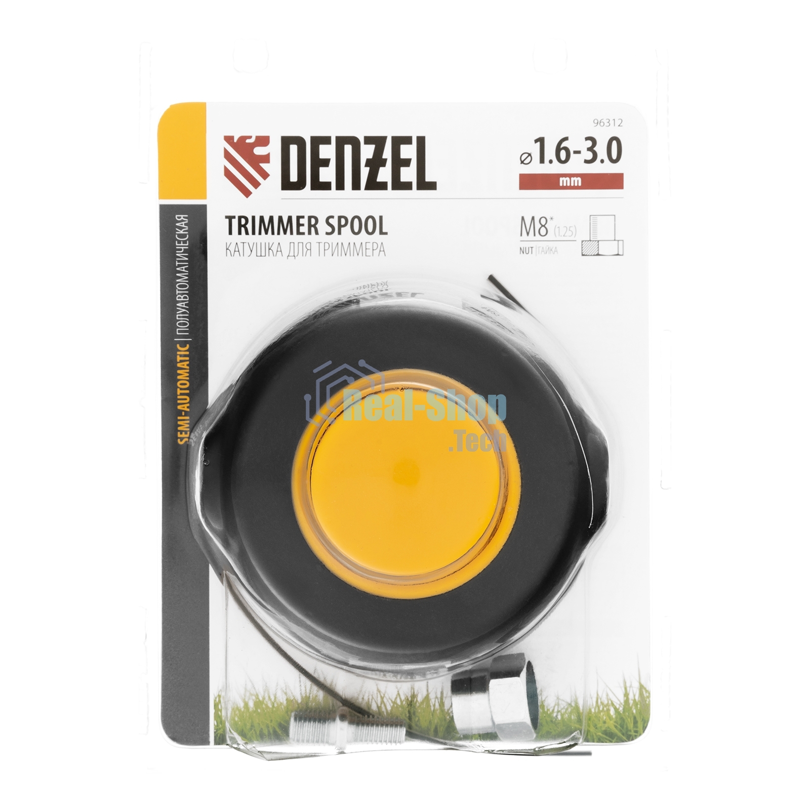 Катушка Denzel 96312 универ. триммер. гайка м8 гайка м10 винт м8-м10 лев. резьба шаг 1.25мм