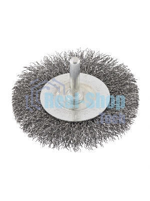 Щетка для дрели Сибртех 75 мм, плоская со шпилькой, витая проволока 0,3 мм