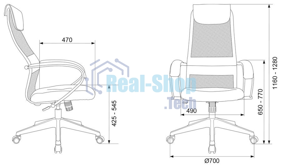 Кресло руководителя Бюрократ CH-607 TW-02 светло-серый, сиденье черный, сетка/ткань, с подголов. крестовина пластик