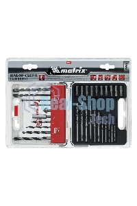 Набор сверл Matrix комб., мет.1-6мм,бетон 4-8мм,дер.4-8 мм,биты 10шт,адап., зенковка, 31пр., PRO
