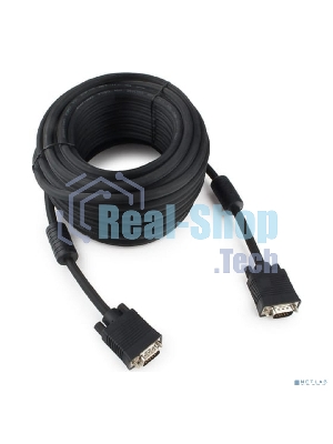 Кабель VGA Premium Cablexpert CC-PPVGA-15M-B, 15M/15M, 15м, черный, тройной экран, феррит.кольца, пакет