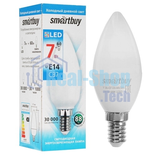 Лампа светодиодная Smartbuy 7W/6000/E14 (SBL-C37-07-60K-E14)