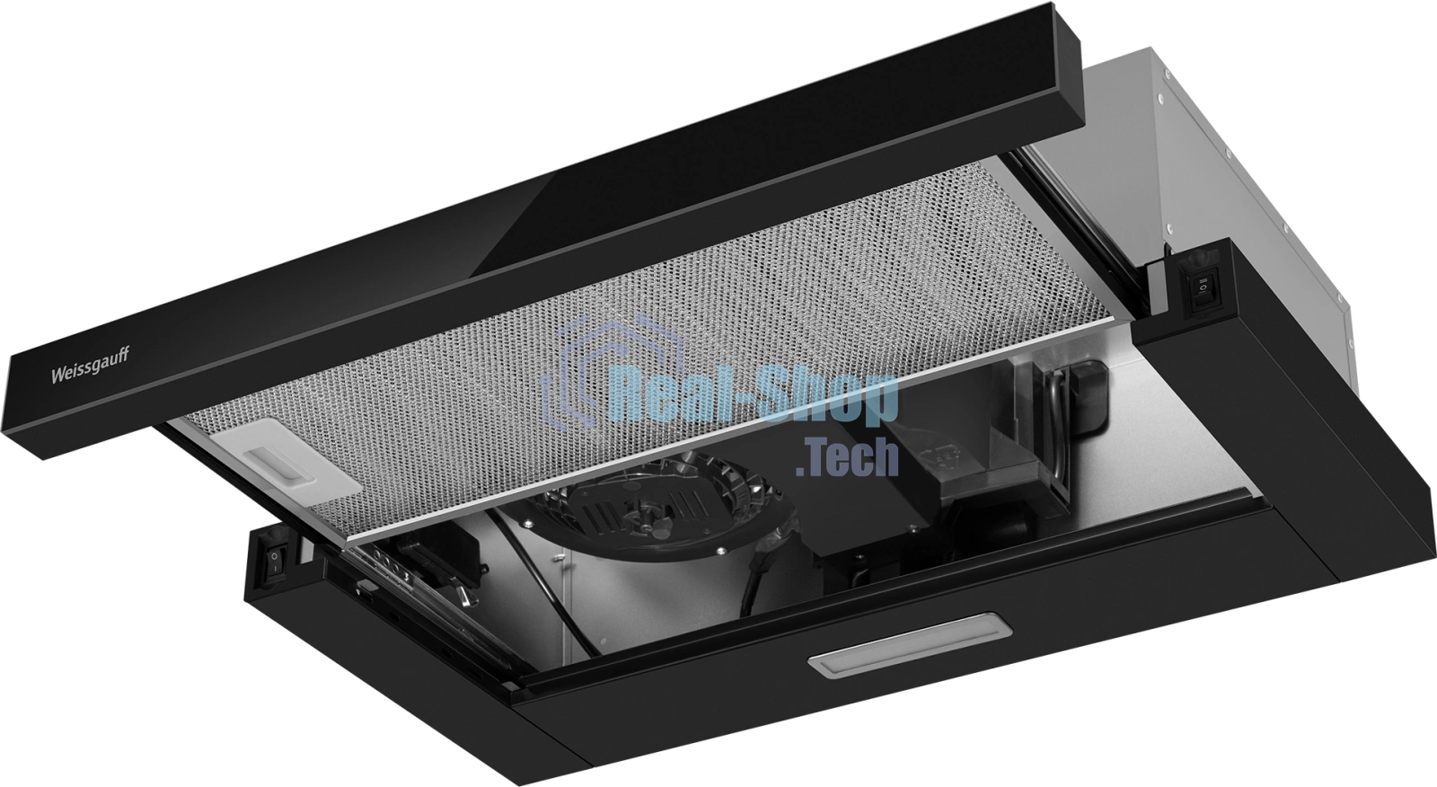 Вытяжка каминная Weissgauff TEL 600 Black Glass черный, 60 см, 600 куб. м/ч, 46 дБ