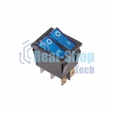 Выключатель клавишный Rexant 250V 15А (6с) ON-OFF синий с подсветкой двойной