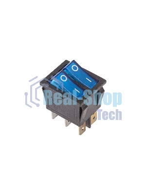 Выключатель клавишный Rexant 250V 15А (6с) ON-OFF синий с подсветкой двойной