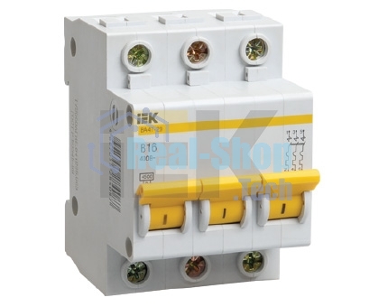 Выключатель автоматический модульный 3п B 16А 4.5кА ВА47-29 ИЭК MVA20-3-016-B
