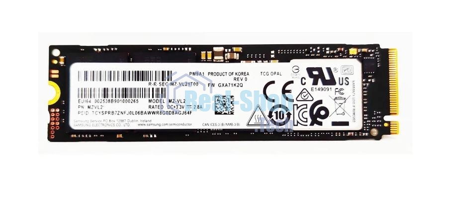 Накопитель SSD Samsung PM9A1, 1000Gb, M.2 2280, PCIe 4.0 x4, NVMe, R/W 7000/5100