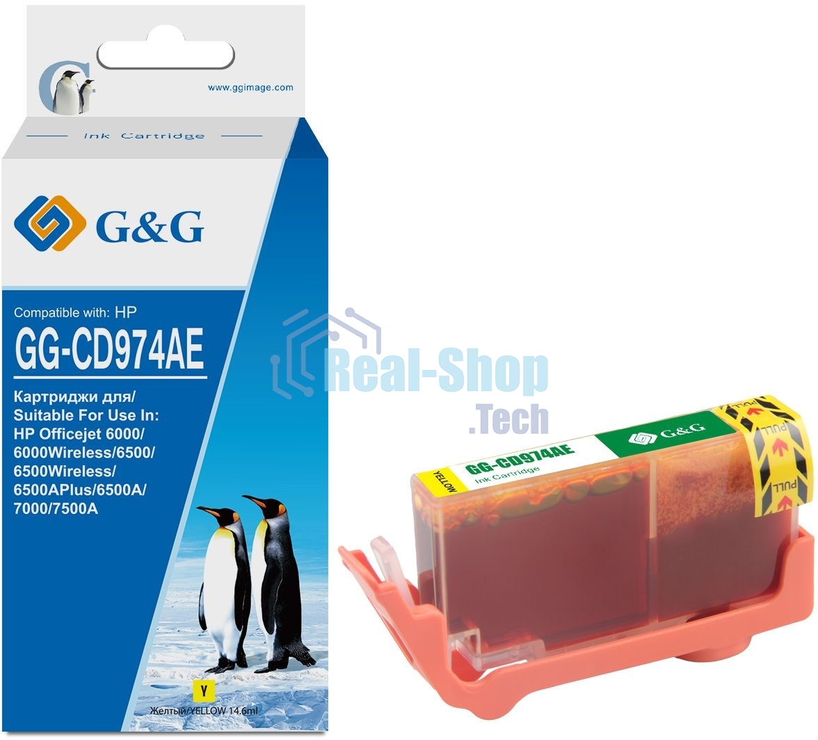 Картридж струйный G&G GG-CD974AE желтый (14.6 мл) для HP Officejet 6000/6500/6500A/7000/7500A