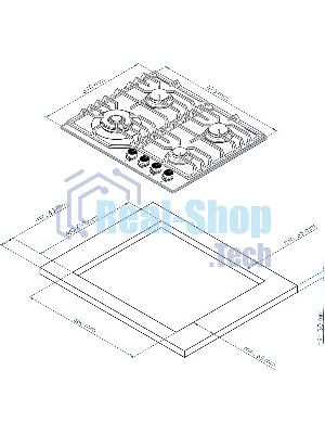 Газовая варочная панель Kuppersberg FS 610 C Bronze, газ, Classic, 61 см, автоматический электроподжиг, газ-контроль, SABAF конфорки, чугунные решетки, цвет бежевый, цвет фурнитуры бронзовый