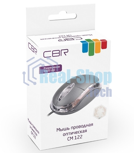 Мышь проводная CBR CM 122 черный, 1000 dpi, USB, кнопки - 3