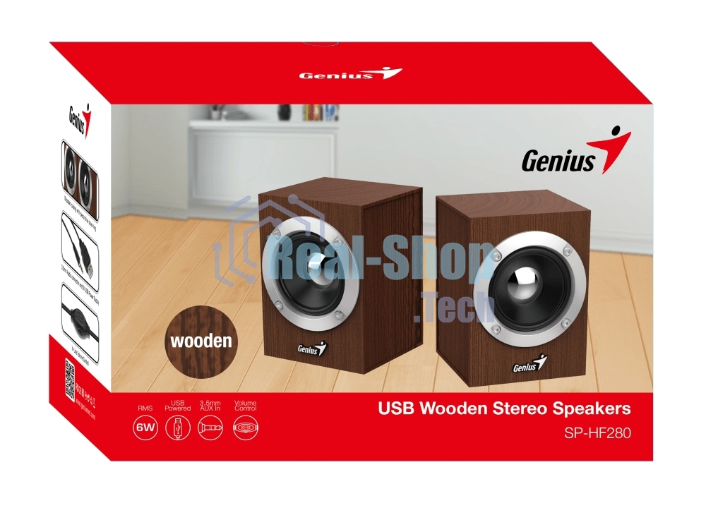 Акустическая система GENIUS SP-HF280 wooden USB Проводной пульт регулировки громкости для легкого управления