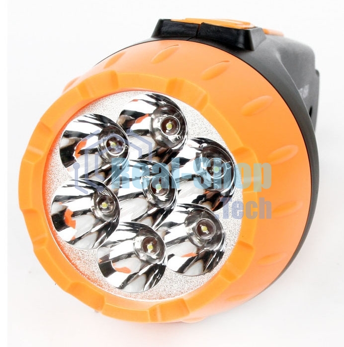 Фонарь LED 3807 (аккум 220В черный/жел. 7 LED; 2 режима SLA пласт. короб) Ultraflash 9216